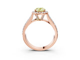 Rose gold Fancy Yellow Oval  Halo Round Diamond Pave Band with Prong Setting 3