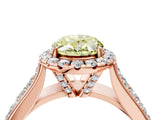 Rose gold Fancy Yellow Oval  Halo Round Diamond Pave Band with Prong Setting 4