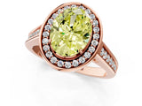 Rose gold Fancy Yellow Oval  Halo Solitaire Diamond Ring with Pave Band and Bezel Setting_50