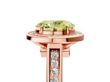 Rose gold Fancy Yellow Oval  Halo Solitaire Diamond Ring with Pave Band and Bezel Setting_54