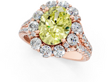 Rose gold Fancy Yellow Oval  Halo Split Shank Diamond Engagement Ring with Pave Band and Four-Prong Setting_56