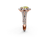 Rose gold Fancy Yellow Oval  Halo Split Shank Diamond Engagement Ring with Pave Band and Four-Prong Setting_57