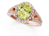 Rose gold Fancy Yellow Oval  Halo Split Shank Diamond Ring with Prong Setting_20
