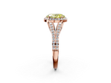 Rose gold Fancy Yellow Oval  Halo Split Shank Diamond Ring with Prong Setting_21
