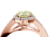 Rose gold Fancy Yellow Oval  Halo Split Shank Diamond Ring with Prong Setting_23