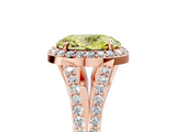 Rose gold Fancy Yellow Oval  Halo Split Shank Diamond Ring with Prong Setting_24