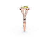 Rose gold Fancy Yellow Oval  Halo Split Shank Pave Diamond Ring with Four-Prong Setting_51