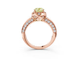 Rose gold Fancy Yellow Oval  Halo Split Shank Pave Diamond Ring with Petal Prong Setting_23