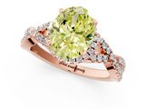 Rose gold Fancy Yellow Oval  Halo Twist Band Solitaire Prong Setting Ring_81