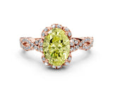 Rose gold Fancy Yellow Oval  Halo Twist Band Solitaire Ring with Six-Prong Setting_31