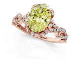 Rose gold Fancy Yellow Oval  Halo Twist Band Solitaire Ring with Six-Prong Setting_32