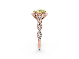 Rose gold Fancy Yellow Oval  Halo Twist Band Solitaire Ring with Six-Prong Setting_33