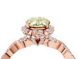 Rose gold Fancy Yellow Oval  Halo Twist Band Solitaire Ring with Six-Prong Setting_35