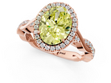 Rose gold Fancy Yellow Oval  Halo Twist Band Solitaire Ring_21