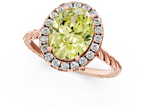 Rose gold Fancy Yellow Oval  Halo Twisted Band Four-Prong Diamond Ring_21