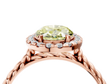 Rose gold Fancy Yellow Oval  Halo Twisted Band Four-Prong Diamond Ring_24