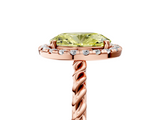 Rose gold Fancy Yellow Oval  Halo Twisted Band Four-Prong Diamond Ring_25