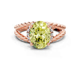 Rose gold Fancy Yellow Oval  Halo Twisted Band Four-Prong Ring_32