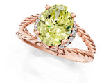 Rose gold Fancy Yellow Oval  Halo Twisted Band Four-Prong Ring_33