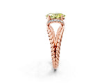 Rose gold Fancy Yellow Oval  Halo Twisted Band Four-Prong Ring_34