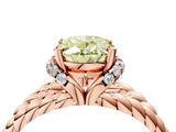 Rose gold Fancy Yellow Oval  Halo Twisted Band Four-Prong Ring_36