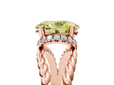 Rose gold Fancy Yellow Oval  Halo Twisted Band Four-Prong Ring_37