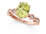 Rose gold Fancy Yellow Oval  Milgrain Bezel Diamond Engagement Ring with Solitaire Prong Setting_178