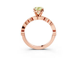Rose gold Fancy Yellow Oval  Milgrain Bezel Diamond Engagement Ring with Solitaire Prong Setting_180