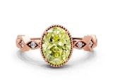 Rose gold Fancy Yellow Oval  Milgrain Marquise Diamond Twist Band Ring_62