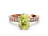 Rose gold Fancy Yellow Oval  Milgrain Pave Diamond Engagement Ring with Four-Prong Setting_148