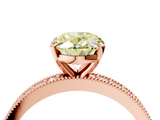 Rose gold Fancy Yellow Oval  Milgrain Pave Diamond Engagement Ring with Four-Prong Setting_152
