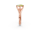 Rose gold Fancy Yellow Oval  Solitaire Beaded Band Six-Prong Setting_2