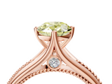 Rose gold Fancy Yellow Oval  Solitaire Beaded Band Six-Prong Setting_4