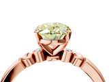 Rose gold Fancy Yellow Oval  Solitaire Beaded Band with Four-Prong Setting_68