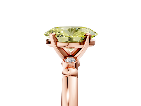 Rose gold Fancy Yellow Oval  Solitaire Beaded Band with Four-Prong Setting_69