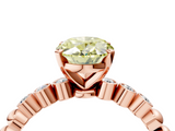Rose gold Fancy Yellow Oval  Solitaire Bezel Accent Diamond Engagement Ring with Beaded Band and Four-Prong Setting_28
