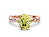Rose gold Fancy Yellow Oval  Solitaire Bezel-Set Diamond Ring with Beaded Band and Four-Prong Setting_31