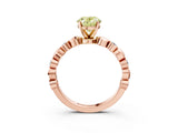 Rose gold Fancy Yellow Oval  Solitaire Bezel-Set Diamond Ring with Beaded Band and Four-Prong Setting_34