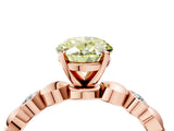 Rose gold Fancy Yellow Oval  Solitaire Bezel-Set Diamond Ring with Beaded Band and Four-Prong Setting_35