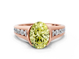 Rose gold Fancy Yellow Oval  Solitaire Bezel-Set Diamond Ring with Channel-Set Band_37