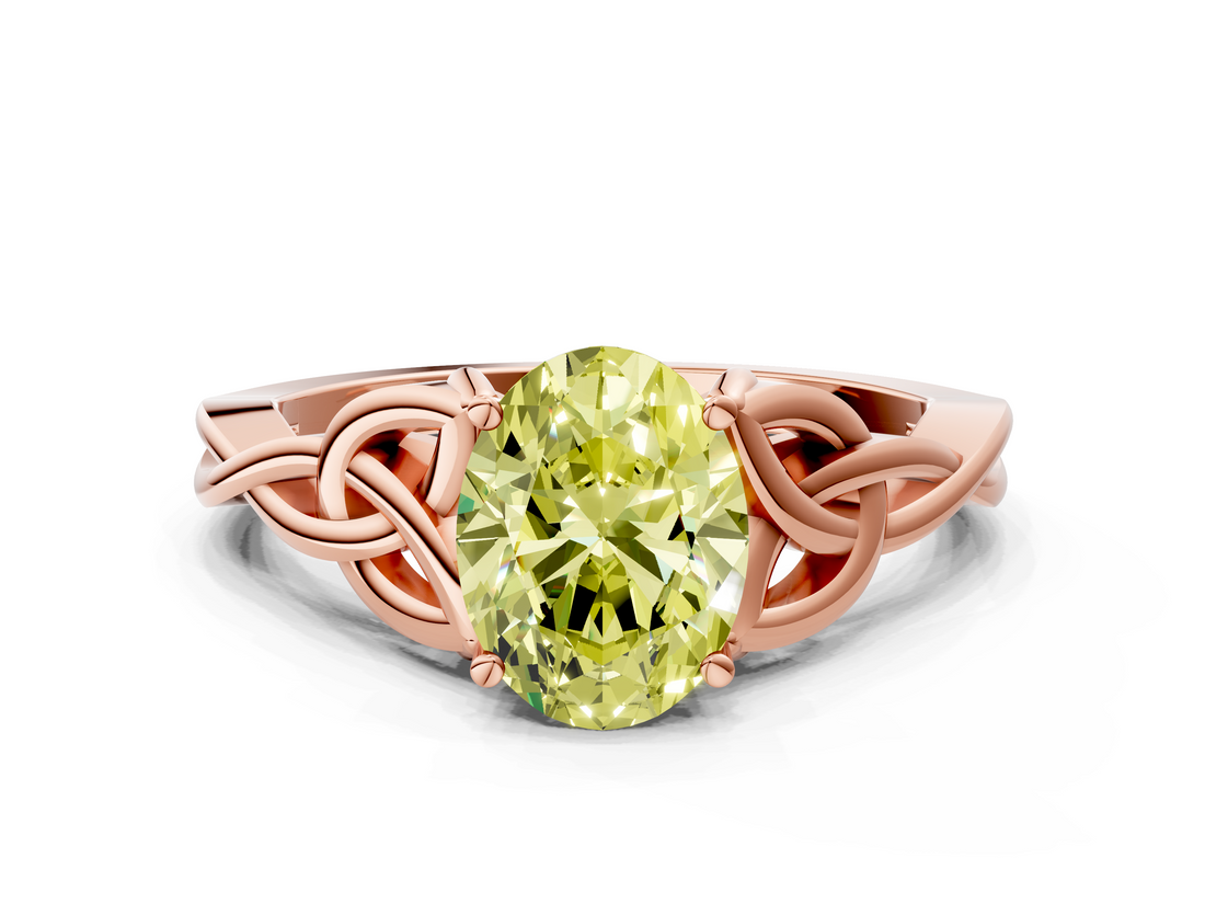Rose gold Fancy Yellow Oval  Solitaire Celtic Knot Engagement Ring with Four-Prong Setting_42