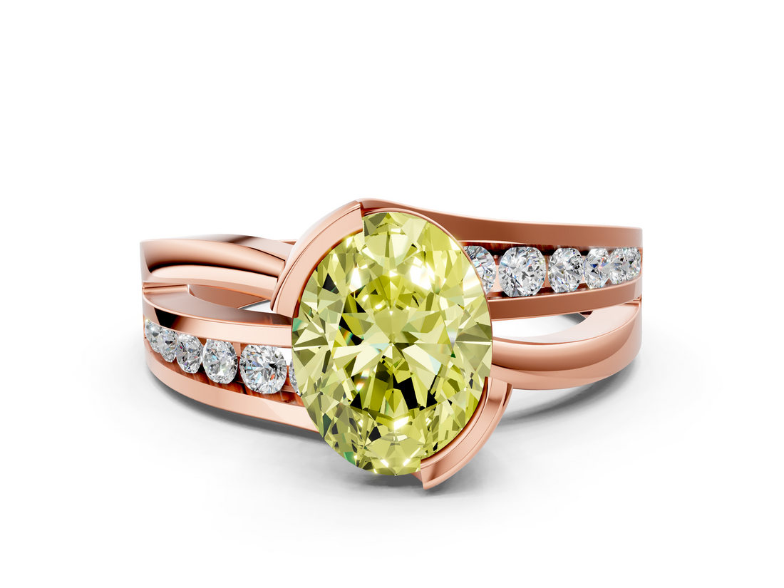 Rose gold Fancy Yellow Oval  Solitaire Channel-Set Split Shank Ring with Tension Prong Setting_3