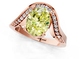 Rose gold Fancy Yellow Oval  Solitaire Diamond Engagement Ring with Pave Band and Four-Prong Setting 2