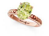 Rose gold Fancy Yellow Oval  Solitaire Diamond Engagement Ring with XO Engraved Band and Four-Prong Setting 2