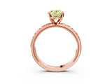 Rose gold Fancy Yellow Oval  Solitaire Diamond Engagement Ring with XO Engraved Band and Four-Prong Setting 4