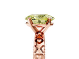 Rose gold Fancy Yellow Oval  Solitaire Diamond Engagement Ring with XO Engraved Band and Four-Prong Setting