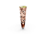 Rose gold Fancy Yellow Oval  Solitaire Diamond Leaf Vine Band with Prong Setting_29