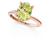 Rose gold Fancy Yellow Oval  Solitaire Diamond Ring with 4-Prong Setting on a Classic Band_4