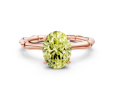 Rose gold Fancy Yellow Oval  Solitaire Diamond Ring with Bamboo Band and Four-Prong Setting_40