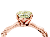Rose gold Fancy Yellow Oval  Solitaire Diamond Ring with Bamboo Band and Four-Prong Setting_44